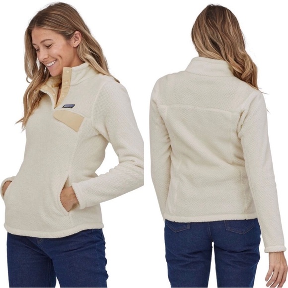 Women's Patagonia Re-Tool Snap-T Fleece Pullover (Raw Linen White X-Dye) - Picture 3 of 14
